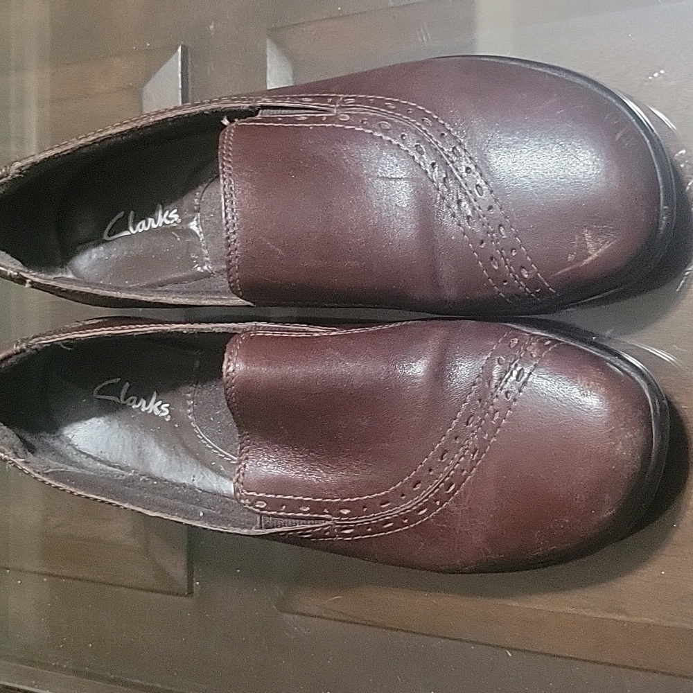 Clarks Women Dark Brown Leather Loafers
